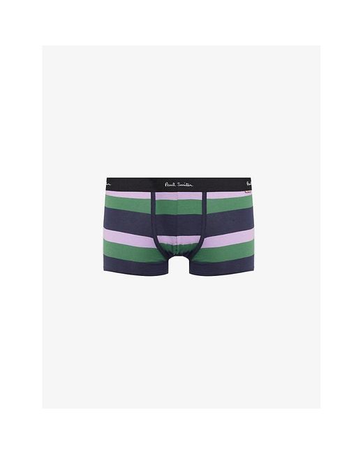 Paul Smith Green Branded-waistband Stretch-organic Cotton Trunks for men