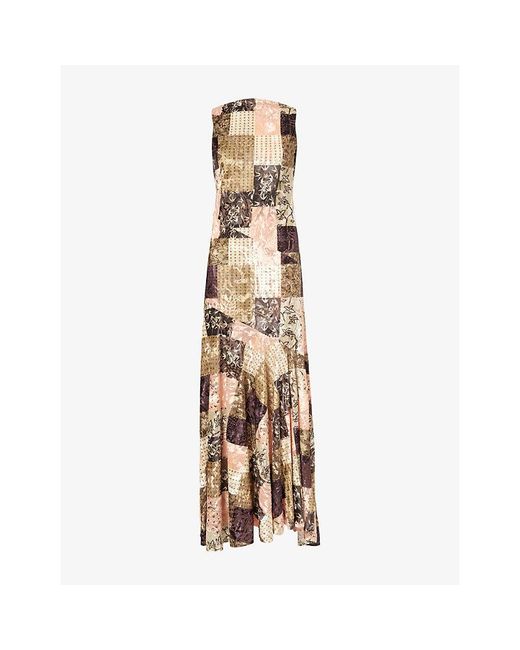 Siedres Metallic Fens Textured-Pattern Woven Maxi Dress