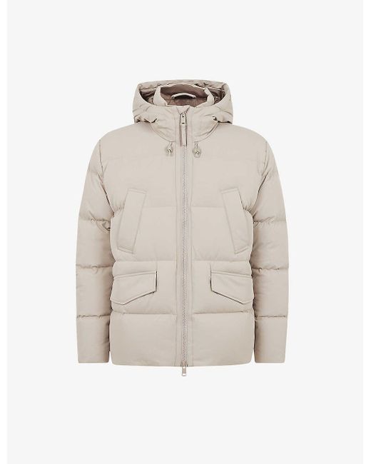 Reiss White Ryder Drawstring-hood Quilted Puffer Jacket for men