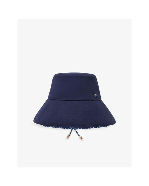 Maje Blue Embellished Wide-Brim Cotton Hat