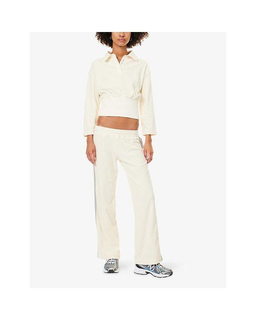 Ru & Rocka White Contrast-Hem Towelling Polo Top