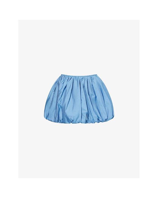 Amy Lynn Blue Claudia Puffball Chambray Mini Skirt