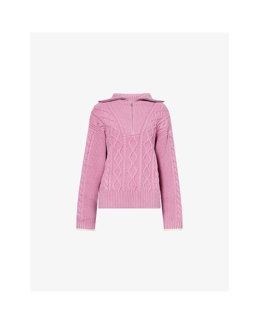 Varley Pink Didi Cable Knitted Jumper