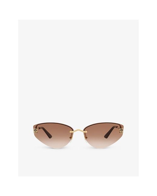 Cartier Pink 6l001691 Ct0431s Cat Eye-frame Metal Sunglasses