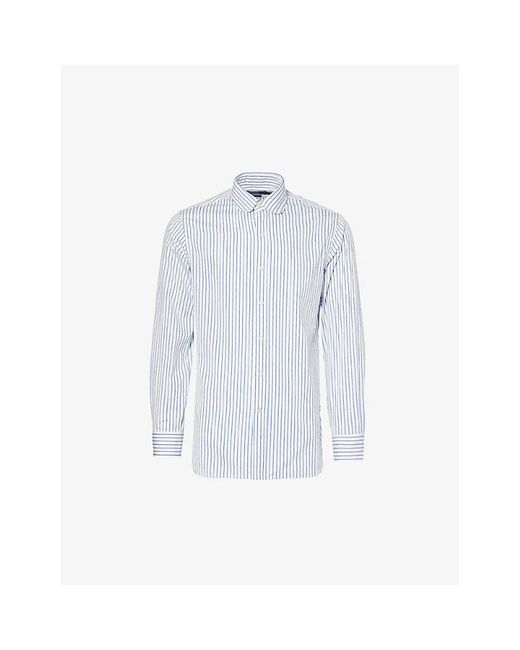 Polo Ralph Lauren Blue Stripe-pattern Custom-fit Cotton Shirt for men
