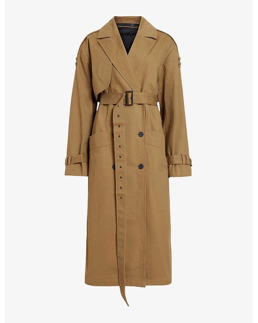 AllSaints Natural Wyatt Belted Organic-cotton Trench Coat