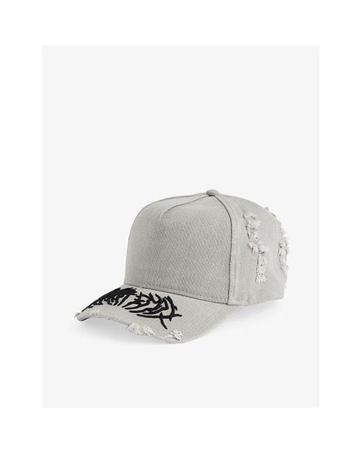 HELIOT EMIL White Distorted Distressed Cotton-twill Cap for men