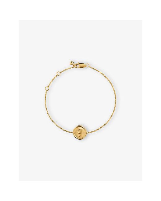 Monica Vinader Metallic Initial-G Stamp 18Ct-Vermeil Chain Bracelet