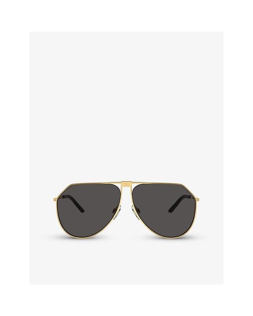 Dolce & Gabbana Gray Dg2248 Pilot-frame Metal Sunglasses