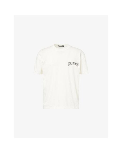 Cole Buxton White Printed Crewneck Cotton-Jersey T-Shirt for men