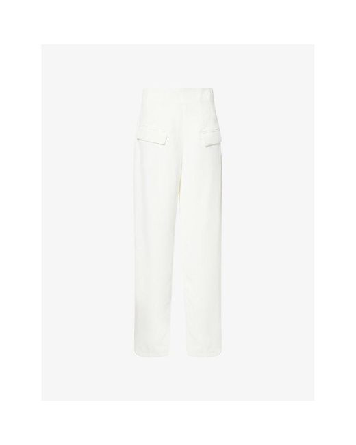 Odd Muse White High-Rise Wide-Leg Woven Trousers