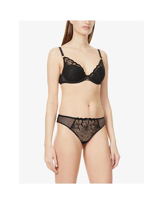 Chantelle White Fleurs Tanga Embroidered Brief