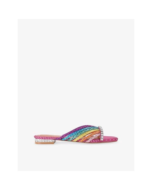 Kurt Geiger Multicolor Crystal Strap Woven Mules