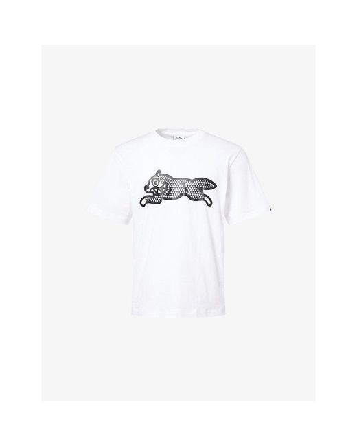 ICECREAM White Glitter Running Dog Cotton T-Shirt for men