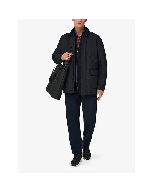 Boggi Blue Padded Patch-Pocket Woven Peacoat for men