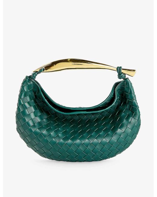 Bottega Veneta Green Sardine Intrecciato-weave Leather Top-handle Bag