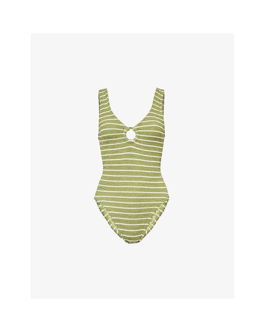 Hunza G Green Celine Plunge-neck Swimsuit