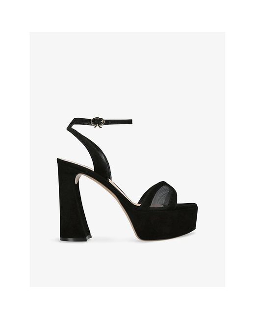 Gianvito Rossi Black Bow-Embellished 105 Mesh Platform Heeled Sandals