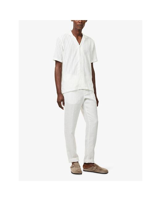Orlebar Brown White Maitan Textured-Pattern Woven Shirt for men