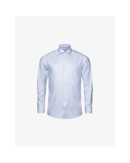 Eton of Sweden Blue Solid Fine-twill Slimorganic-cotton Shirt for men