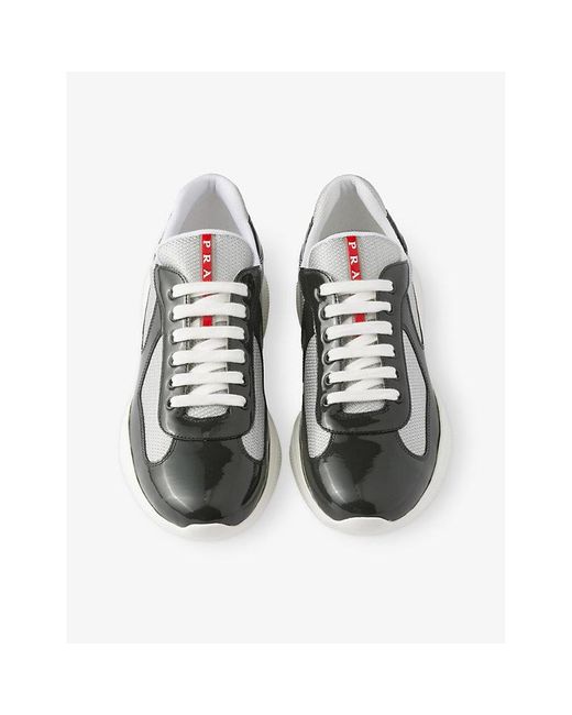 Prada Gray America's Cup Patent-Leather Low-Top Trainers for men