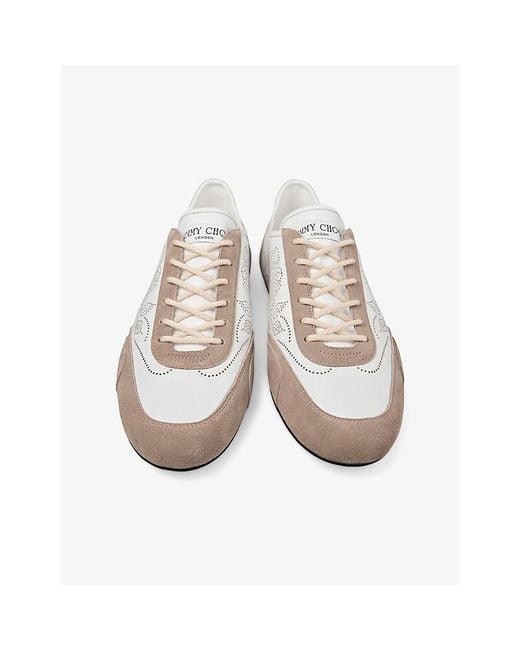Jimmy Choo White Sunny Perforated Leather And Suede Trainers