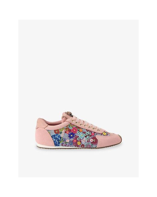 Kurt Geiger Pink Islington Embroidered Woven Trainers
