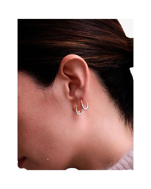 Astley Clarke White Aurora U-Hoop 18Ct And Sterling- Huggie Earrings