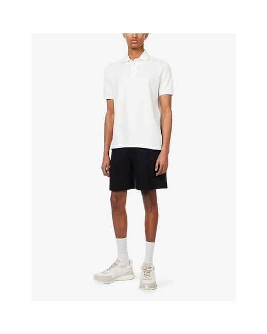 Emporio Armani Black Logo-Embroidered Double-Jersey Bermuda Track Shorts for men