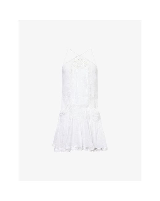 Isabel Marant White Geraldine Lace-Trim Cotton Mini Dress