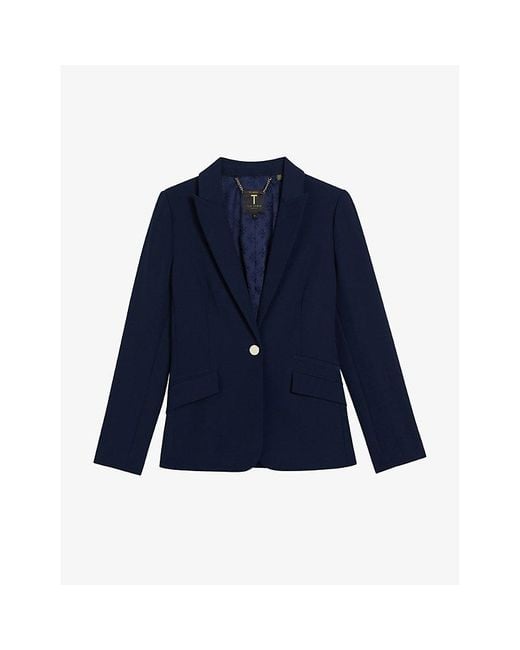 Ted Baker Blue Rrae Single-breasted Slim-fit Stretch-woven Jacket