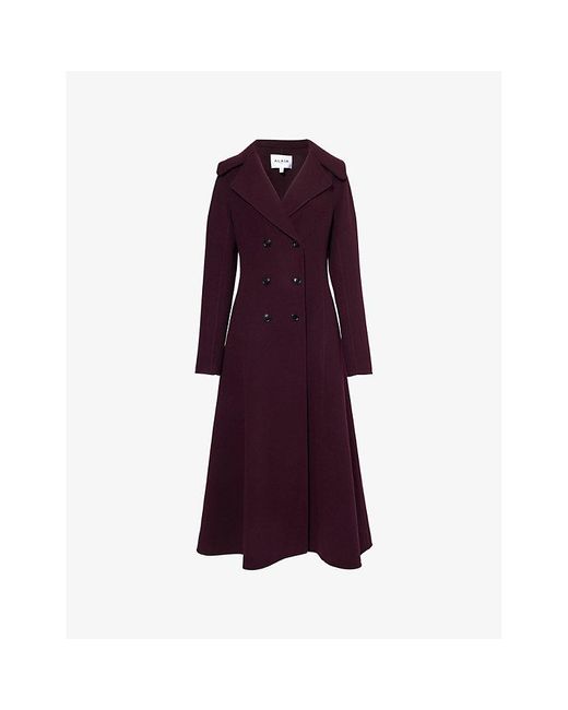 Alaïa Purple Cinched Double-Breasted Slim-Fit Wool Coat
