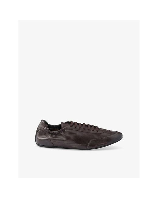 Prada Black Collapse Leather Low-Top Trainers for men
