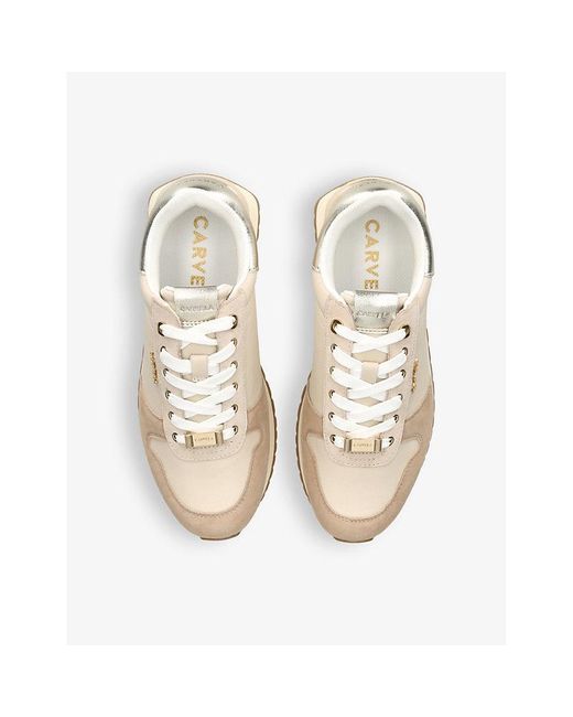 Carvela Kurt Geiger Natural Track Star Logo-embellished Nylon And Leather Low-top Trainers