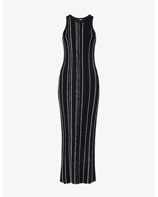 Totême  Black Striped Sleeveless Knitted Maxi Dress