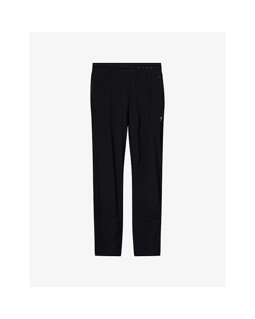 GYMSHARK Black Running Logo-Print Woven Jogging Bottoms for men