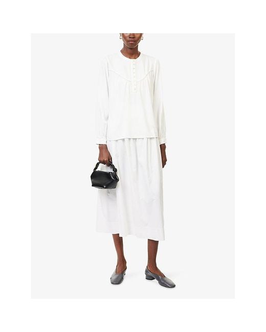 Rails White Sunna Puffed-Shoulders Woven Blouse