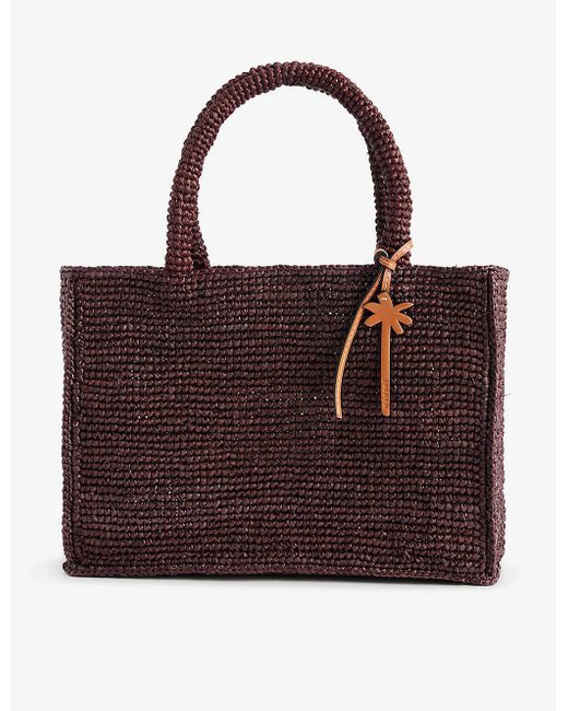 Manebí Red Sunset Small Raffia Tote Bag