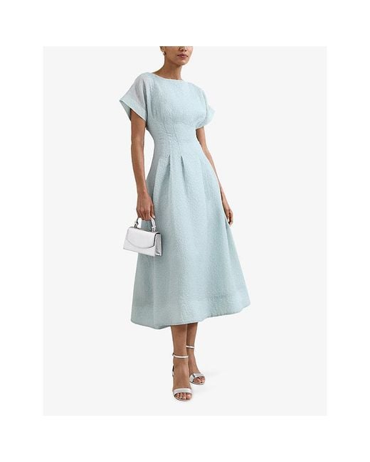 Phase Eight Blue Laya Textured Woven Midi Dress