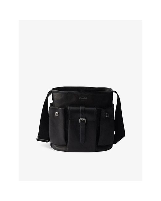 Prada Black Route Mini Leather Bucket Bag