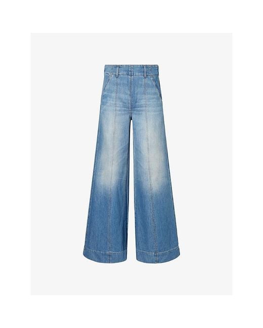 ME+EM Blue High-Waist Wide-Leg Cotton Denim Jeans