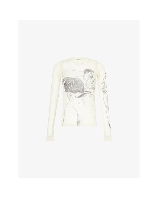J.W. Anderson White Underpinning Long-Sleeve Mesh Top