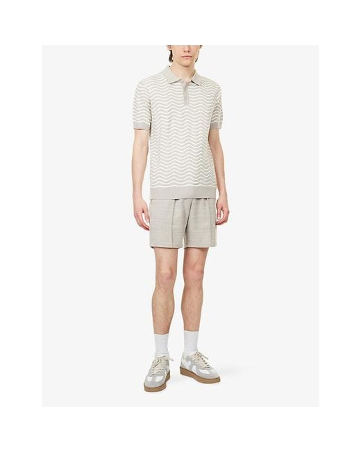 Arne White Wave Knitted Polo Shirt for men