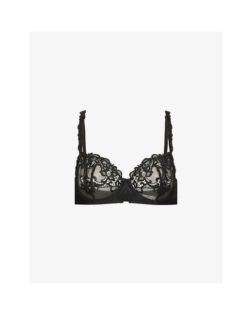 Simone Perele Black Saga Lace Half-Cup Bra