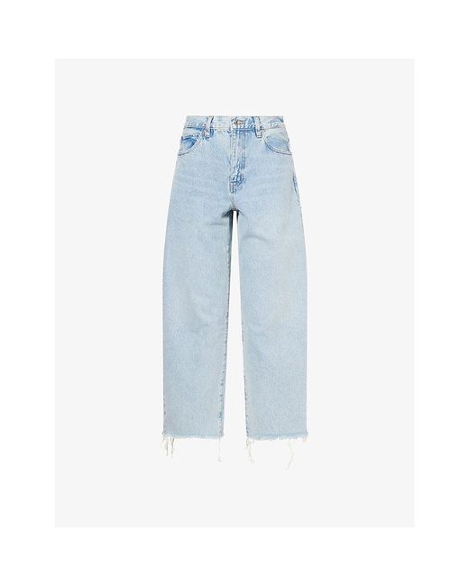 FRAME Blue The Bubble Crop Cotton Denim Jeans