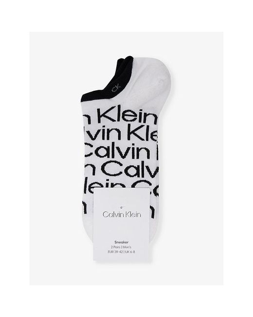 Calvin Klein White Branded Ribbed-trim Pack Of Two Cotton-blend Socks for men
