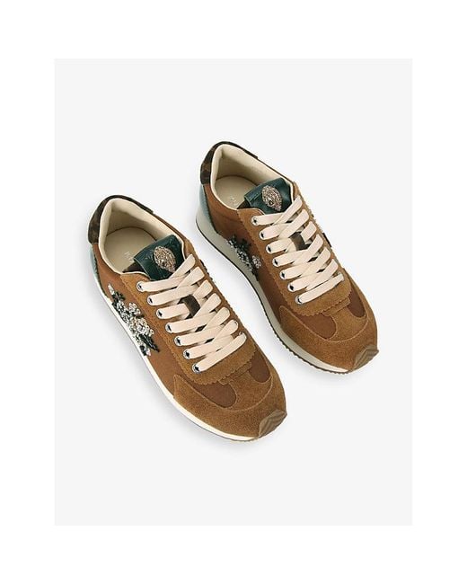 Kurt Geiger Brown Islington Embellished Woven Trainers