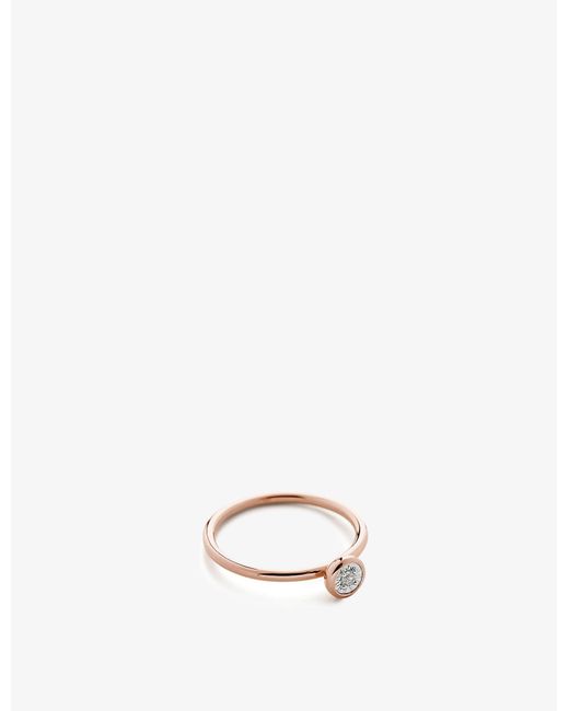 Monica Vinader Metallic Diamond Essential 18ct Rose Gold-plated Vermeil Silver And 0.05ct Diamond Ring