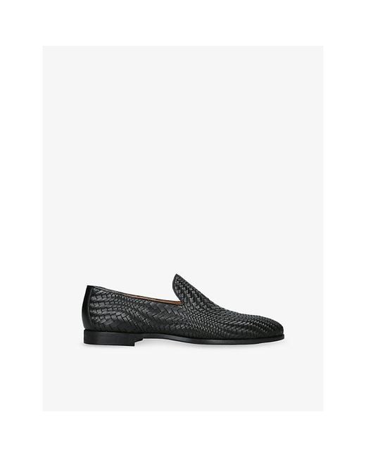 Magnanni Shoes Black Aston Leather Loafers for men