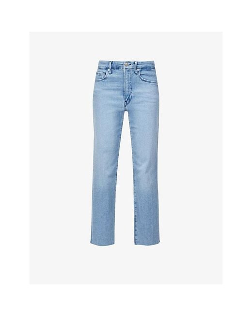GOOD AMERICAN Blue Good Straight Straight-Leg High-Rise Stretch-Denim Jeans